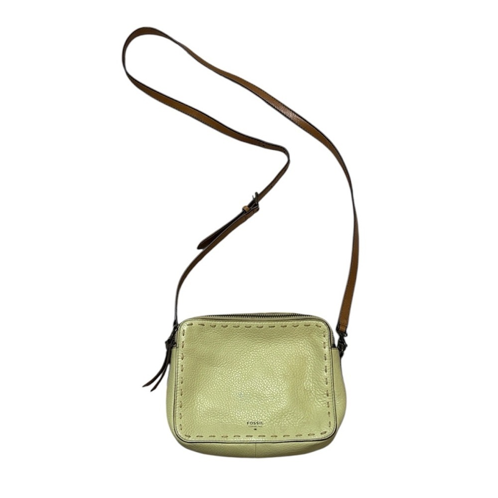 Fossil 1954 Yellow, brown Crossbody Bag, leather, vintage, Y2K, 90s